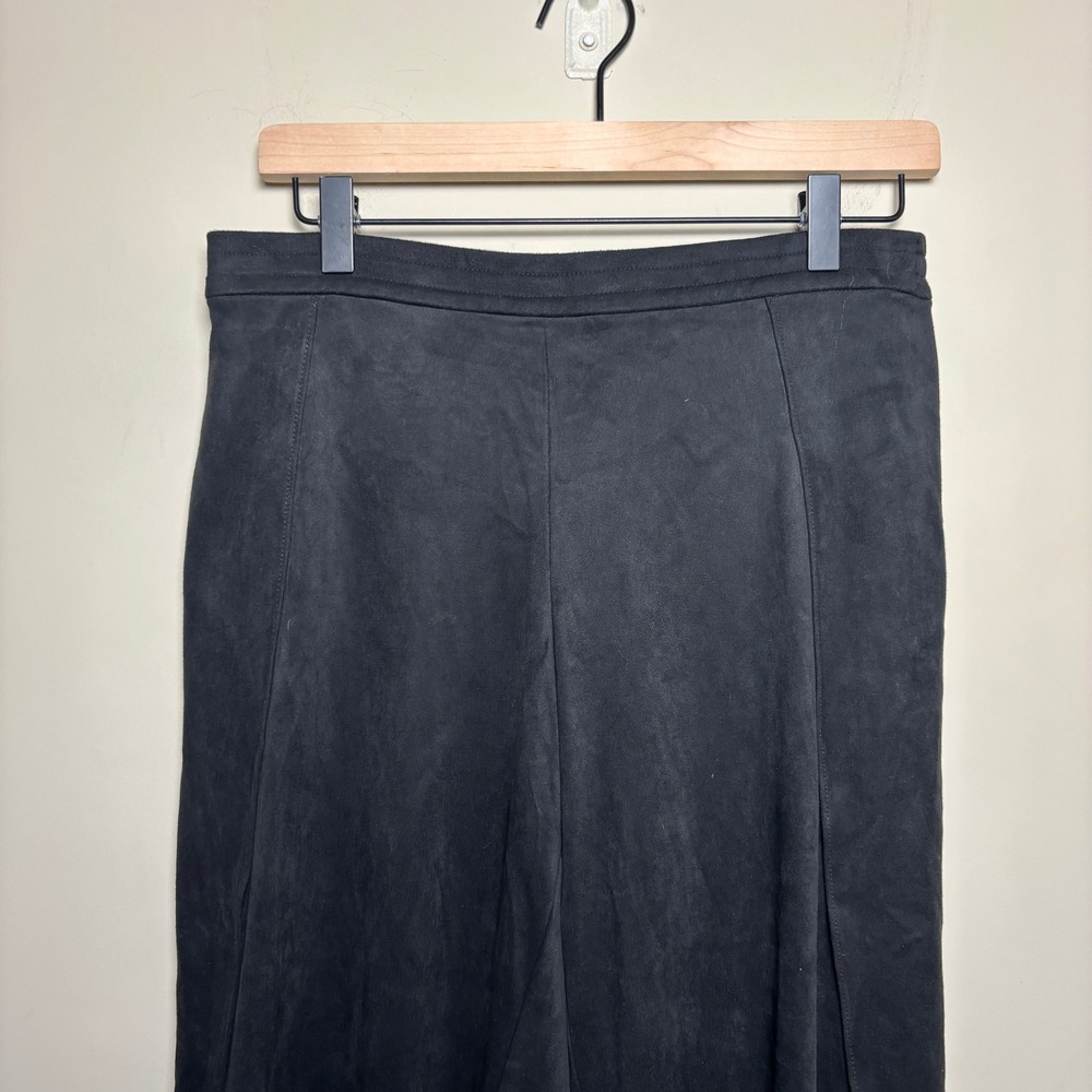 Drew Black High Waist Asymmetrical Tulip Hem Wide Leg Wrap Trouser Pants Women M - Picture 2 of 10